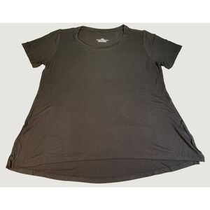 Women's Black Swing Tunic Top Large NWOT Short Sleeve Rayon Stretch Tee